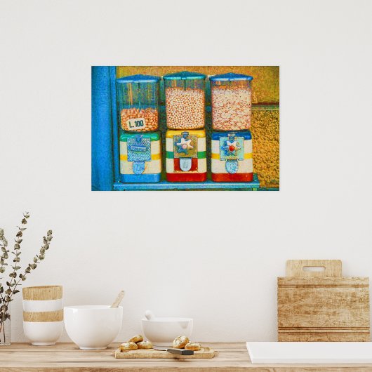 Retro Italiaans 1950 Nut Vending Machines Poster (Keuken)