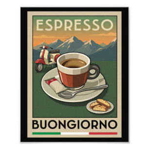 Retro Italiaans Espresso Art Café 1950 Poster