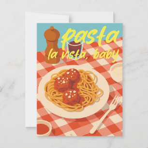 Retro Italiaans restaurant sfeer pasta grap Briefkaart