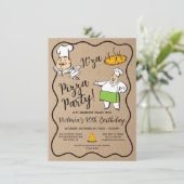 Retro Italiaanse Pizza Chef Party Kaart (Staand voorkant)