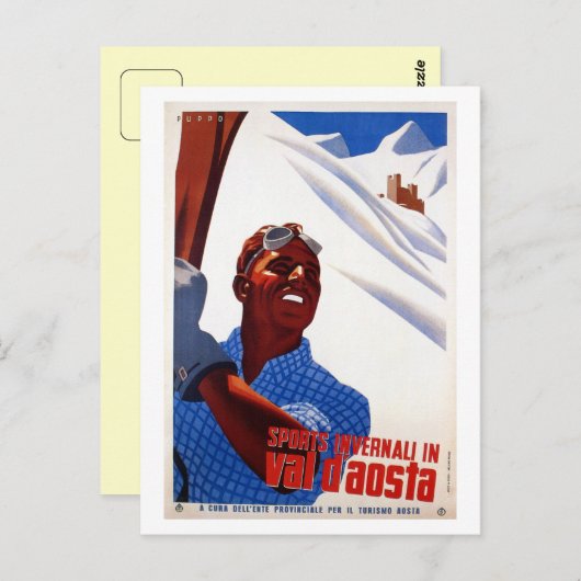 retro Italiaanse wintersport ski reis Briefkaart (Voorkant / Achterkant)