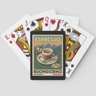 Retro Italian Espresso Art Cafe 1950s Poster Pokerkaarten