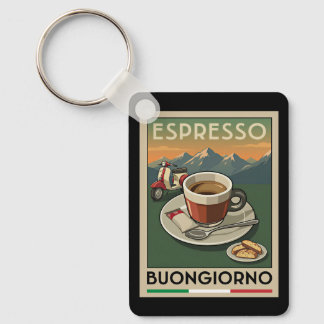 Retro Italian Espresso Art Cafe 1950s Poster Sleutelhanger