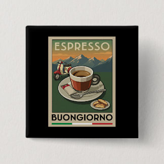 Retro Italian Espresso Art Cafe 1950s Poster Vierkante Button 5,1 Cm