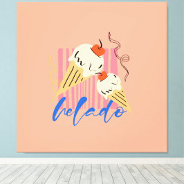 Retro Italian Ice Cream Cones Canvas Afdruk