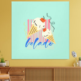 Retro Italian Ice Cream Cones Canvas Afdruk