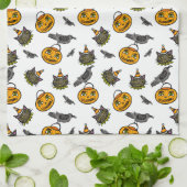 Retro Jack en kat Theedoek (Gevouwen)