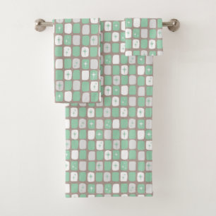 Rétro jade et ensemble blanc de serviette de