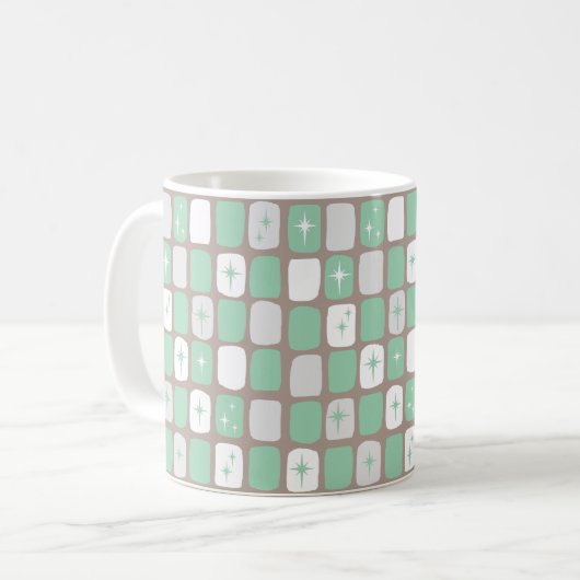 Retro Jade Starbursts Café Mug (Devant gauche)