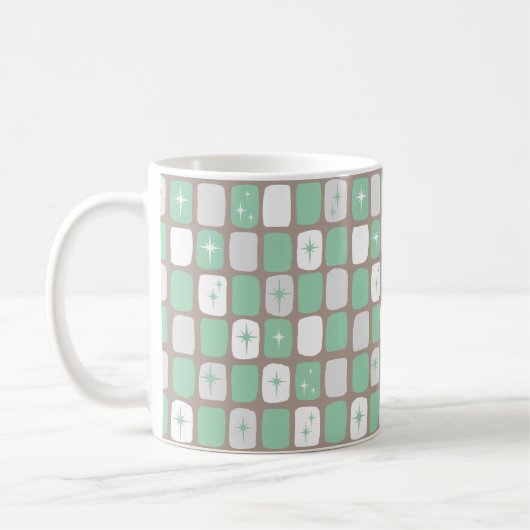 Retro Jade Starbursts Café Mug (Gauche)
