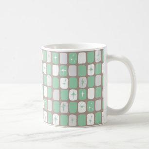 Retro Jade Starbursts Café Mug