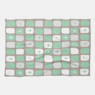 Retro Jade Starbursts Kitchen Towel Theedoek