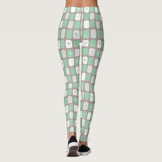 Retro Jade Starbursts Leggings (Dos)