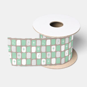 Retro Jade Starbursts Satin Ribbon Lint