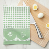 Retro  Jadite Jadeite polka dot scallop Theedoek (Quarter Fold)