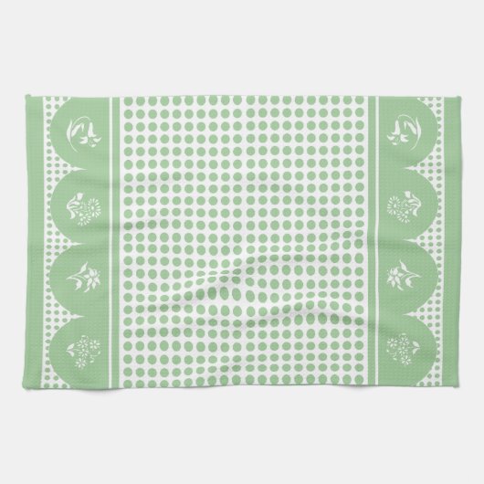 Retro  Jadite Jadeite polka dot scallop Theedoek (Horizontaal)