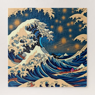 Retro Japanese Great Wave - ontwerp Legpuzzel