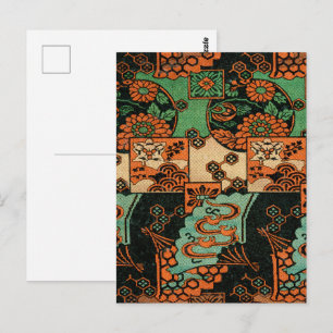Retro Japans Chrysanthemum & Golf Motief Briefkaart