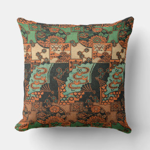 Retro Japans Chrysanthemum & Golf Motief Buitenkussen