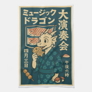 Retro Japanse draak Theedoek