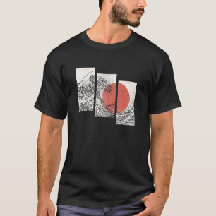 Retro Japanse Japanse vlag Great Wave Graphic Outl T-shirt