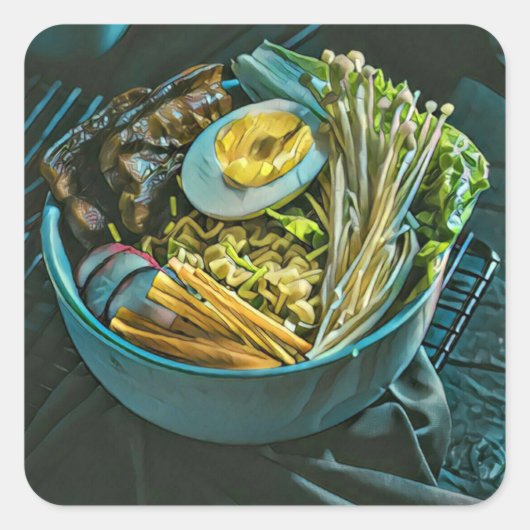 Retro Japanse kunst Vierkante Sticker (Voorkant)