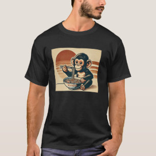 Retro Japanse Kunst Wilde Dieren Schattige Chimpan T-shirt