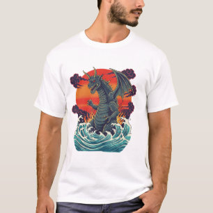 Retro Japanse Monster Grote Golf Sunset T-shirt