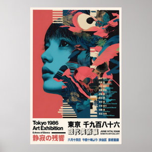 Retro Japanse Pop Art Print Tokyo 1986 Tentoonstel