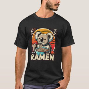 Retro Japanse Zonsondergang Wilde Dieren Noedels S T-shirt