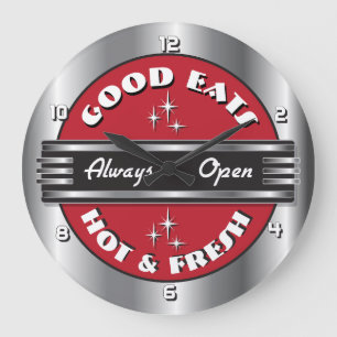 Retro jaren 1950 Diner Muurklok - Rood Grote Klok