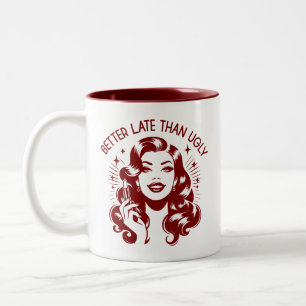 Retro jaren 1950 Glam Girl Funny Sarcastic Quote Tweekleurige Koffiemok