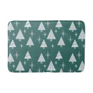 Retro jaren 1950 Kerstbomen Blauwgroen Groen Badmat