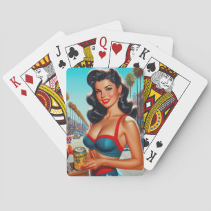 Retro jaren '50 Beauty Meisje Pokerkaarten