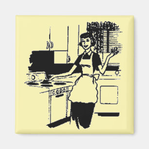 Retro jaren 50 huisvrouw in de keuken magneet