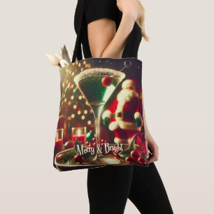 Retro jaren 50 Kerstman Kerst Groene Martini Draagtas
