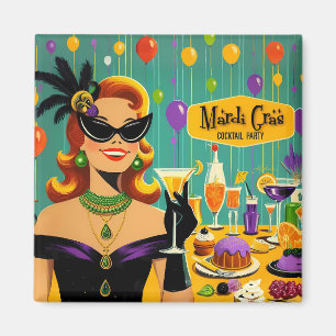 Retro jaren 50 Mardi Gras Cocktailparty Magneet