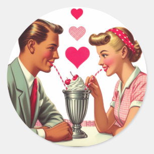 /retro jaren '50 moutwinkel Valentijnse  Ronde Sticker