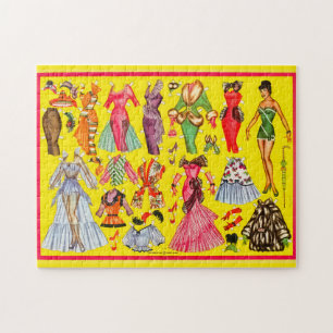 Retro jaren 50 papieren pop mode garderobe legpuzzel