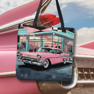 Retro jaren 50 Roze Auto Diner uit het midden van Draagtas