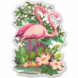 Retro  jaren '50 Stijl Hot Pink Flamingoes Sticker