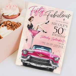 Retro jaren 50 Vijftig & Fabulous Glam 50ste verja Kaart