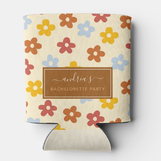 Retro jaren 60 70 Flowerige Meisjesuitnodiging Gro Blikjeskoeler (Achterkant)