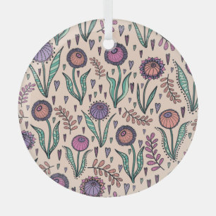 Retro jaren 60 Bloemen: Home Decor Patroon Glas Ornament