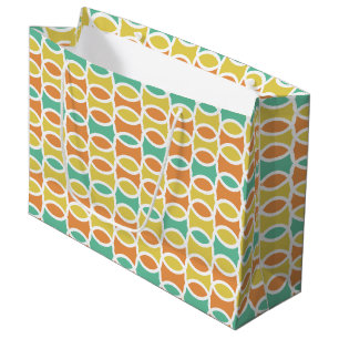 Retro jaren 60 cirkels ovalen oranje turquoise gou groot cadeauzakje