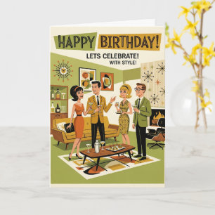 Retro jaren 60 Mid-Century verjaardagskaart Kaart