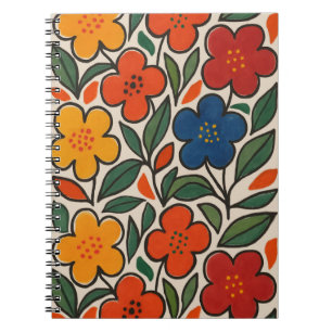 Retro jaren 60 stijl bloempatroon notitieboek