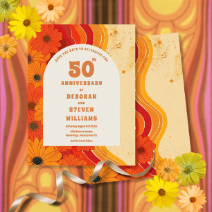 Retro jaren 70 50ste huwelijksverjaardag Save The Briefkaart