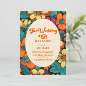 Retro jaren '70 Bruiloft Kaart (Staand voorkant)