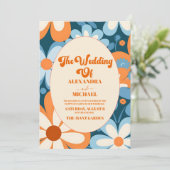 Retro jaren '70 Bruiloft Kaart (Staand voorkant)